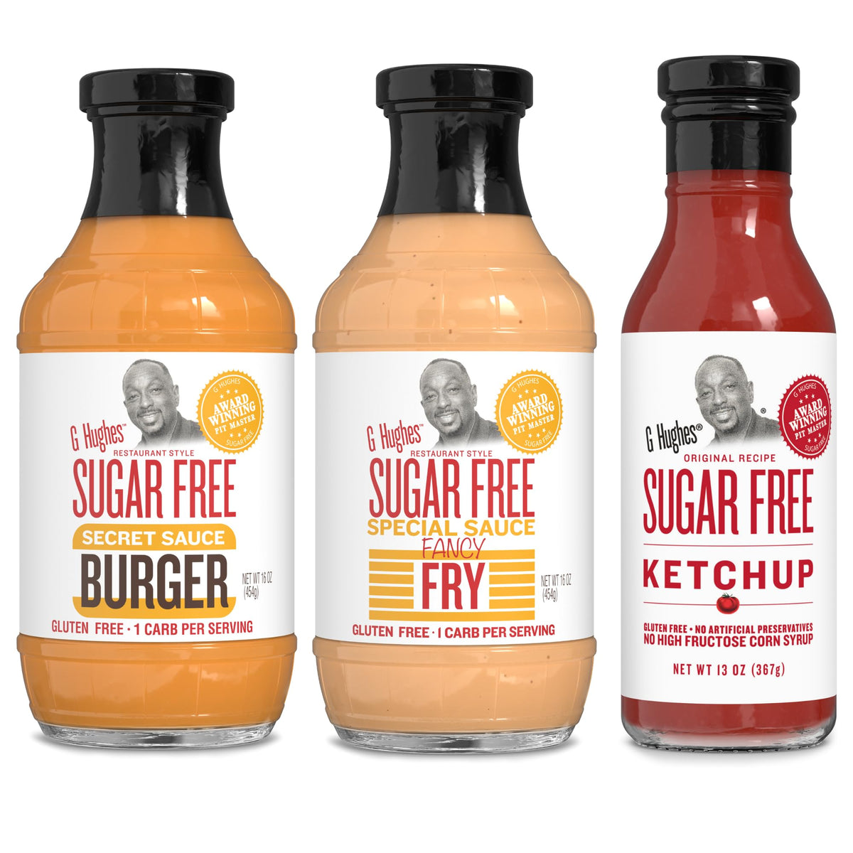 G Hughes Sugar Free Burger Sauces Variety Pack – Gluten Free, No Sugar, 3 Pack