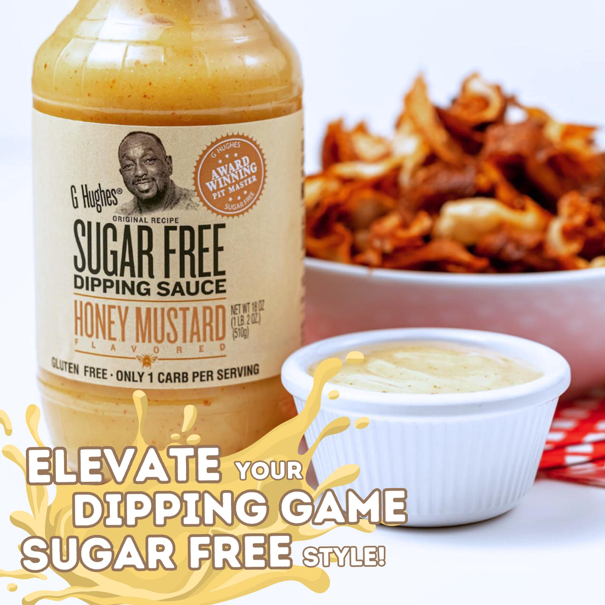 G Hughes Sugar Free Honey Mustard Dipping Sauce - Gluten Free, Low Carb, No Added Sugar - 18 oz (3-Pack)
