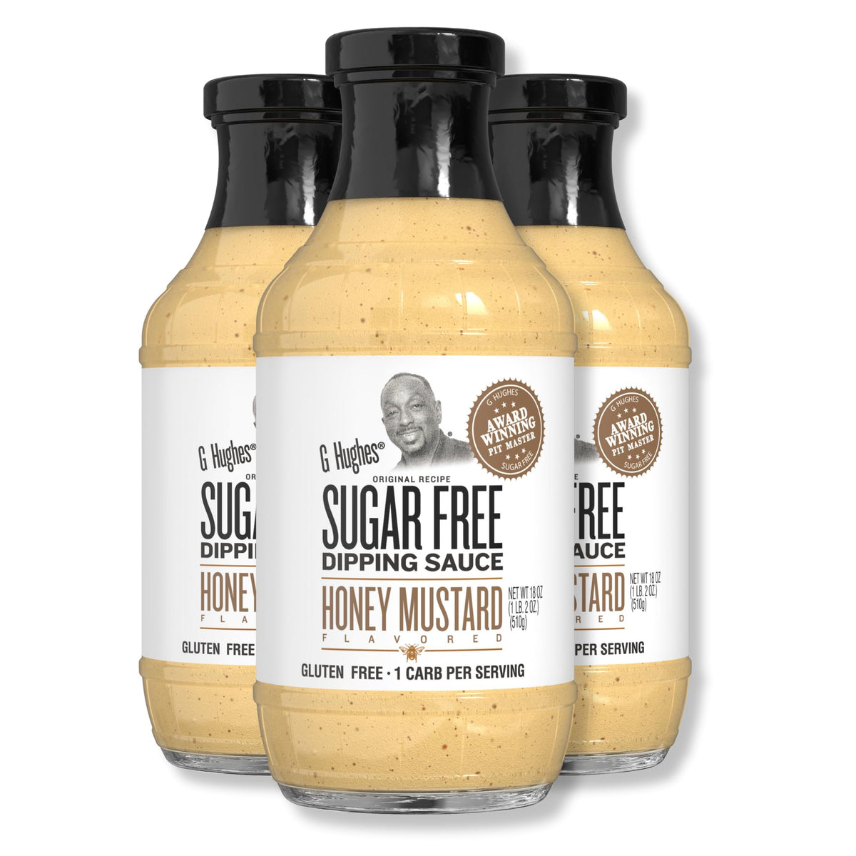 G Hughes Sugar Free Honey Mustard Dipping Sauce - Gluten Free, Low Carb, No Added Sugar - 18 oz (3-Pack)