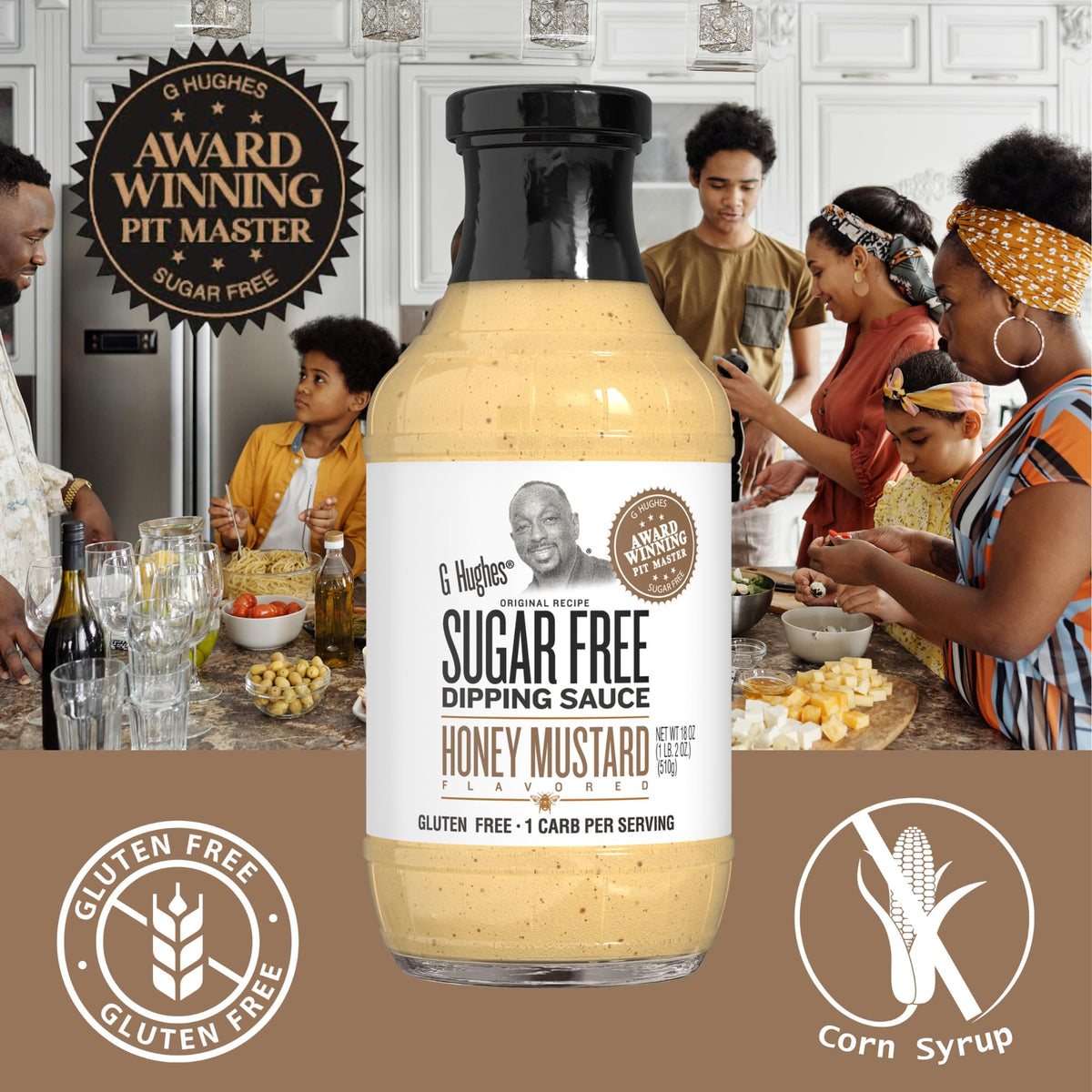 G Hughes Sugar Free Honey Mustard Dipping Sauce - Gluten Free, Low Carb, No Added Sugar - 18 oz (3-Pack)