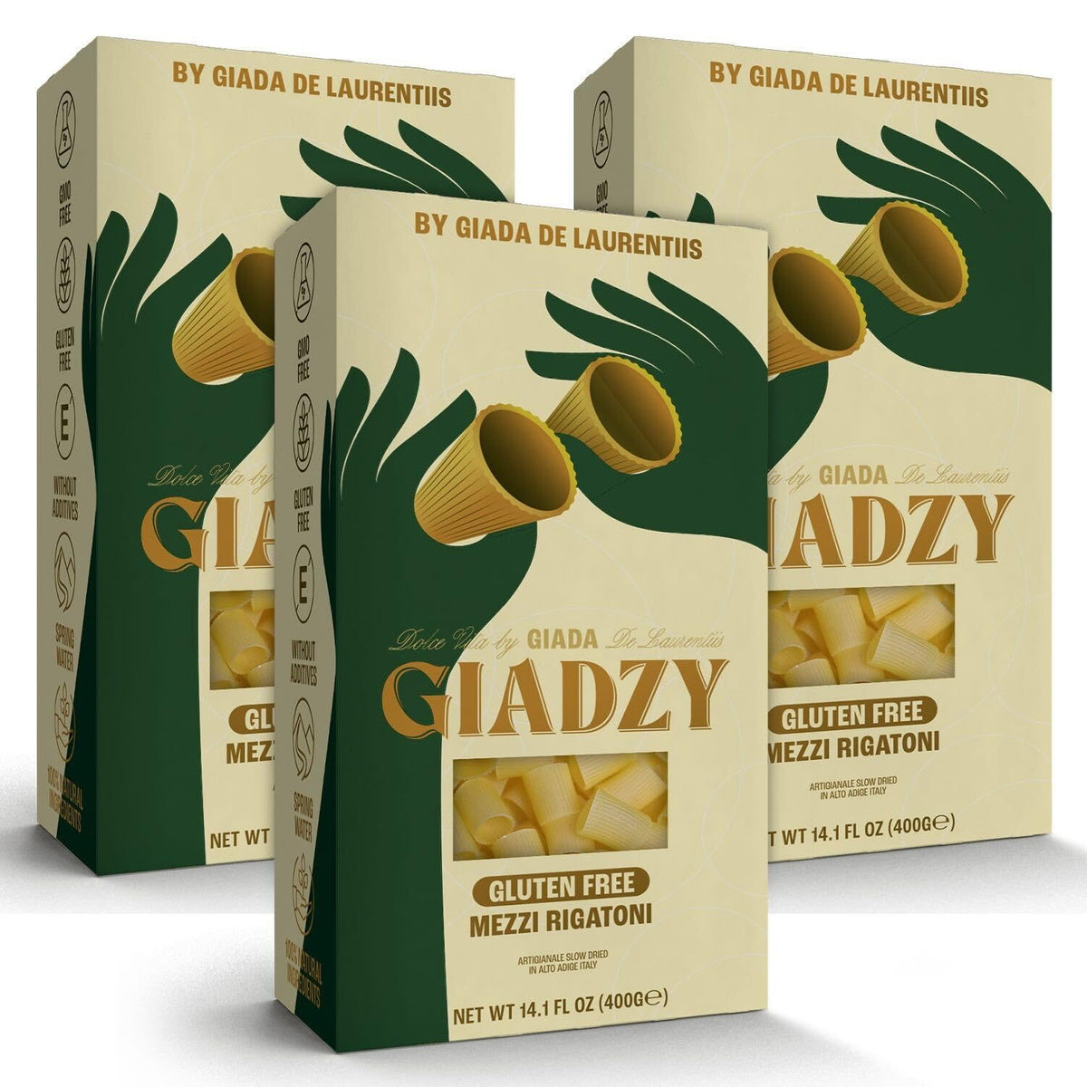 Giadzy Mezzi Rigatoni Gluten Free 3 Pack – Made in Italy, Non-GMO