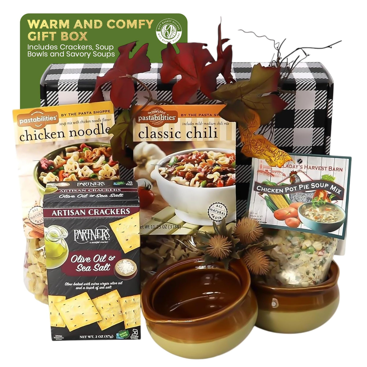 Gift Basket Village Soup Gift Basket – Dried Mixes, Crackers & Bowls – Medium