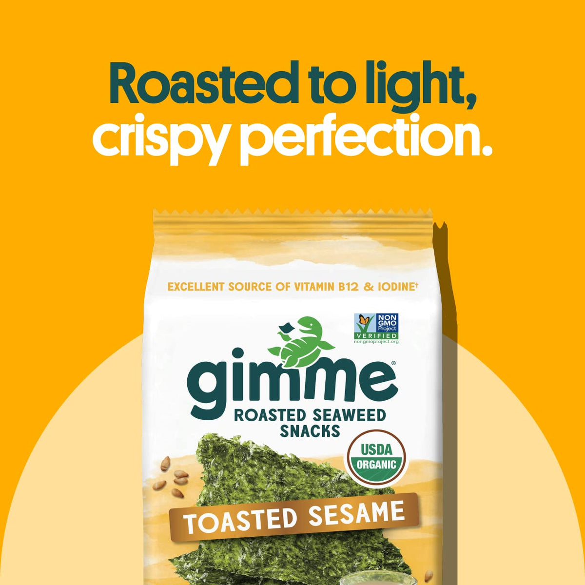 gimMe Seaweed Organic Premium Roasted Seaweed Snacks — Toasted Sesame, 12-Pack