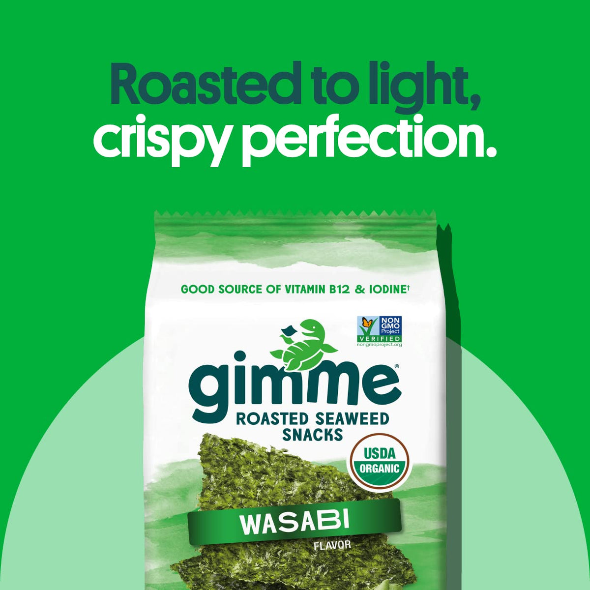 GimMe Seaweed Organic Premium Roasted Seaweed Snacks - Wasabi (12 Count) | Keto, Vegan, Gluten-Free