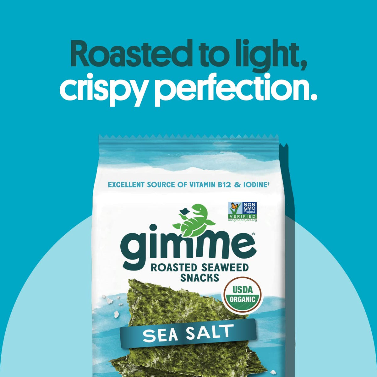 GimMe Organic Seaweed Snacks – Sea Salt Roasted Seaweed, 12-Pack, Keto, Vegan, Gluten-Free, Omega-3 & Iodine
