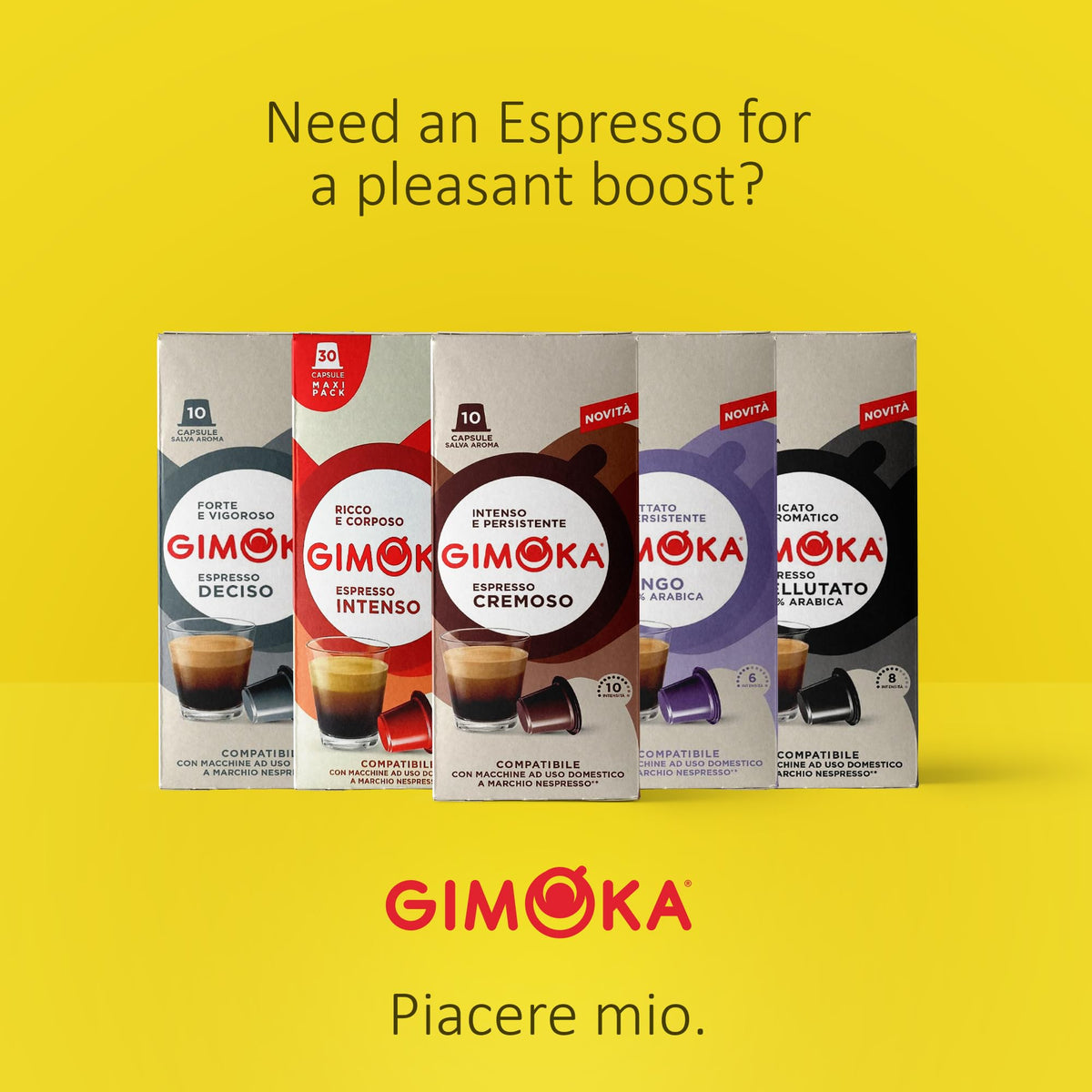 GIMOKA 100 Espresso Pods Variety Pack for Nespresso Original – 5 Blends