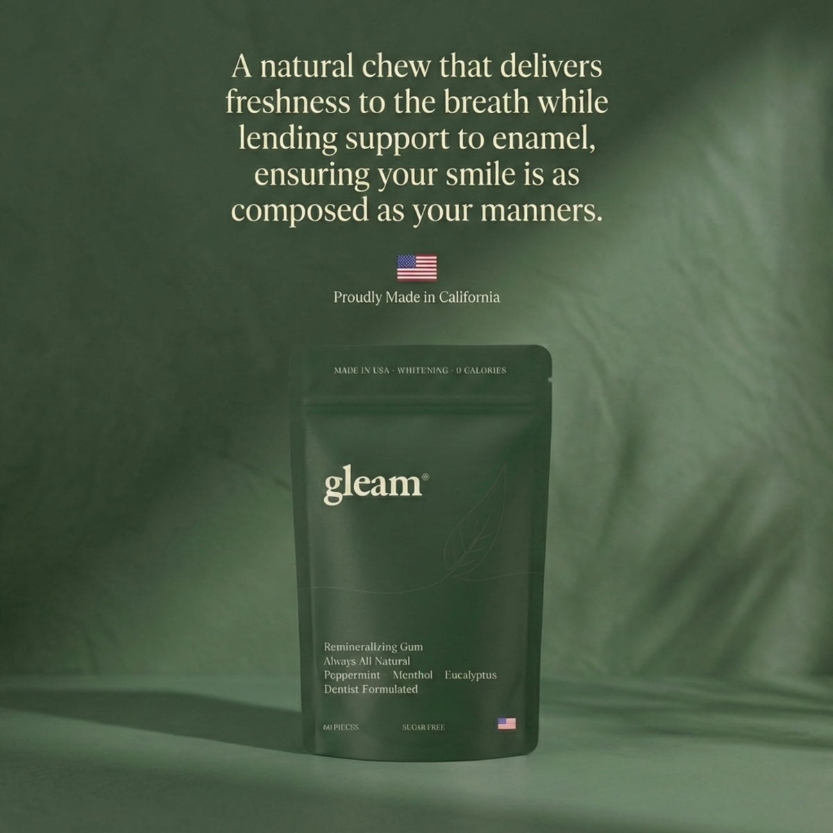 Remineralizing Gum with Nano Hydroxyapatite & Xylitol | Gleam Gum, 60 Pieces