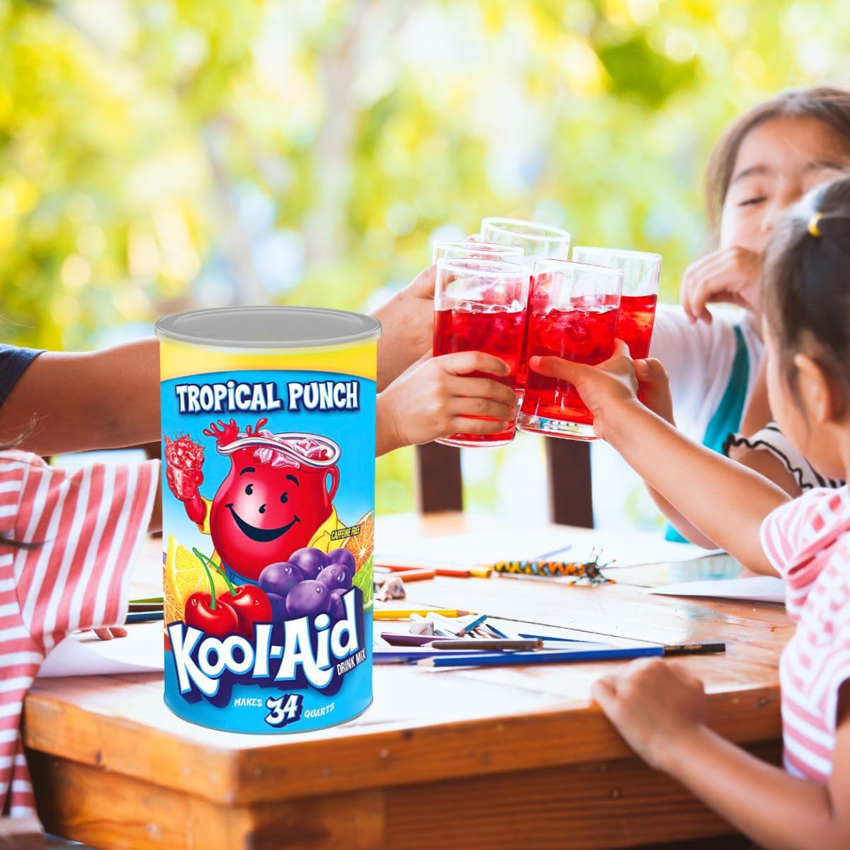 Global Basics Kool Aid Tropical Punch Powdered Drink Mix – 165 oz Total (2 x 82.5 oz) + Reusable Straw Set