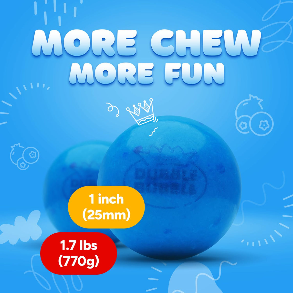 Global Gumball 1 Inch Double Bubble Berry Blobs Gumballs – 1.7 lb Resealable Bulk Refill for Gumball Machines