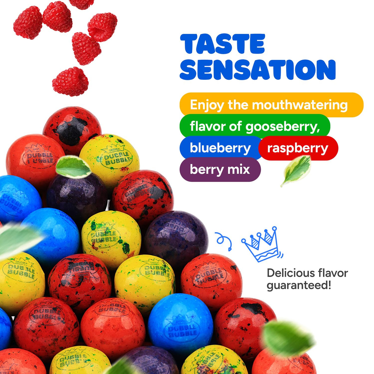 Global Gumball 1 Inch Double Bubble Berry Blobs Gumballs – 1.7 lb Resealable Bulk Refill for Gumball Machines