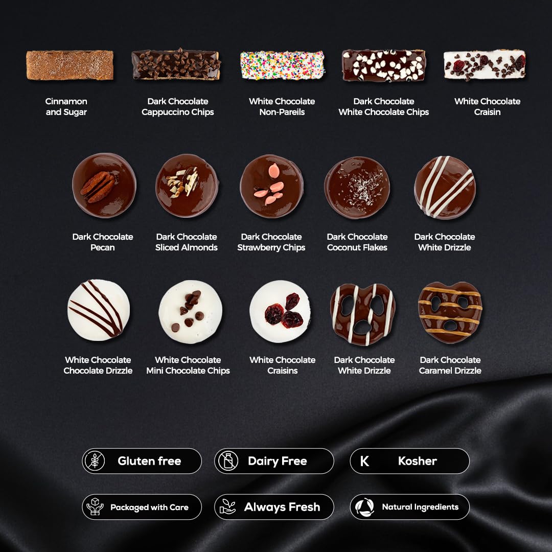 Gluten Free Palace Assorted Biscotti, Cookies & Pretzels Gift Box – 15 Flavors | Premium Gluten Free Mother's Day Gift Basket