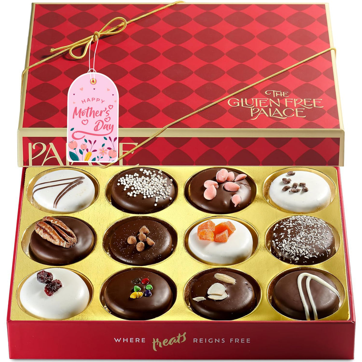 Gluten Free Palace Cookie Gift Basket – Vegan Gluten Free Chocolate Cookies (12 Count) – Gift Box for Mom & Friends