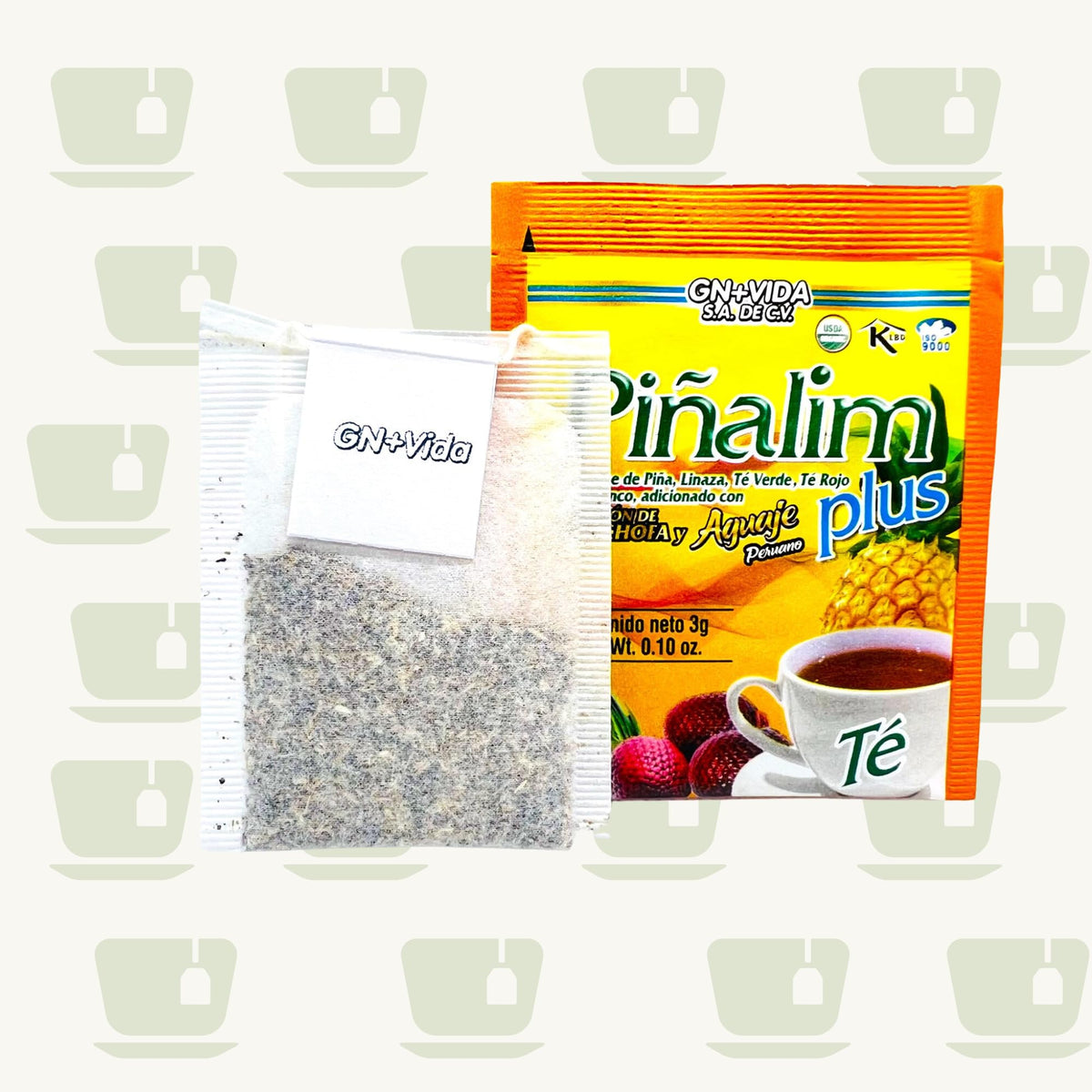 GN+Vida Pinalim Plus Tea - Aguaje Peruano & Artichoke Heart, Caffeine Free Detox (Pack of 2, 60 Bags)