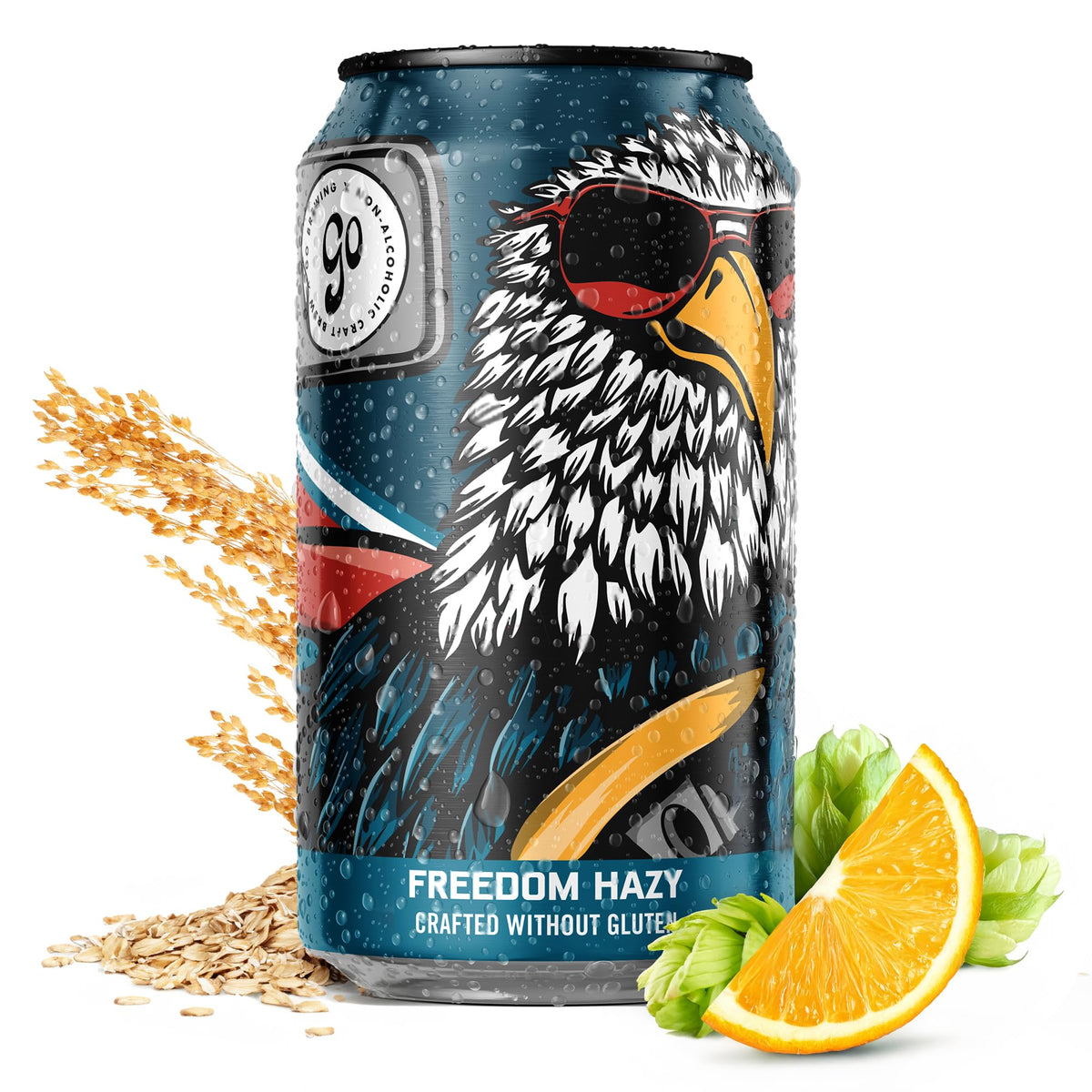 Go Brewing Freedom Hazy IPA Non-Alcoholic Craft Beer – Low-Cal, Gluten-Free, 12oz
