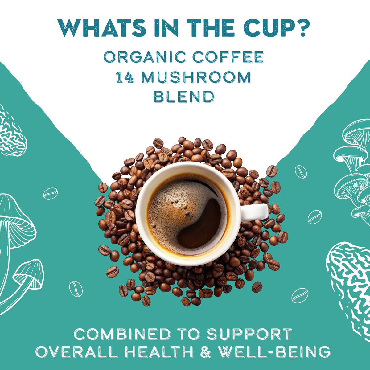 GO MENTAL Organic 14 Mushroom Coffee Blend – Dark Roast, 12 oz