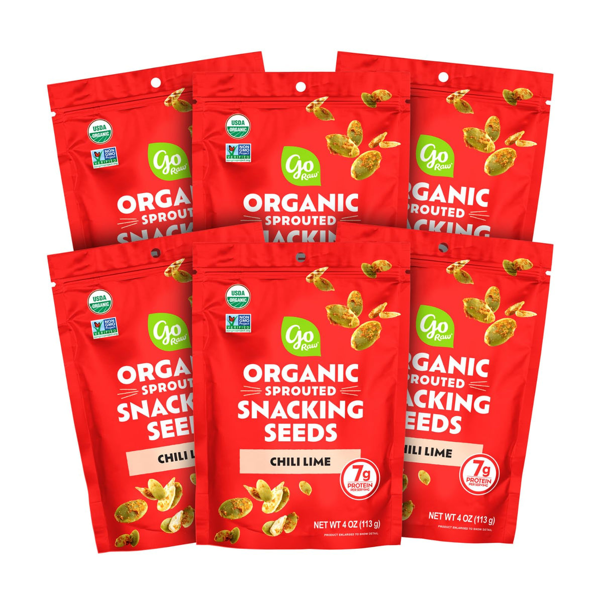Go Raw Organic Sprouted Chili Lime Seed Snack - 6 Pack, 4 oz Each
