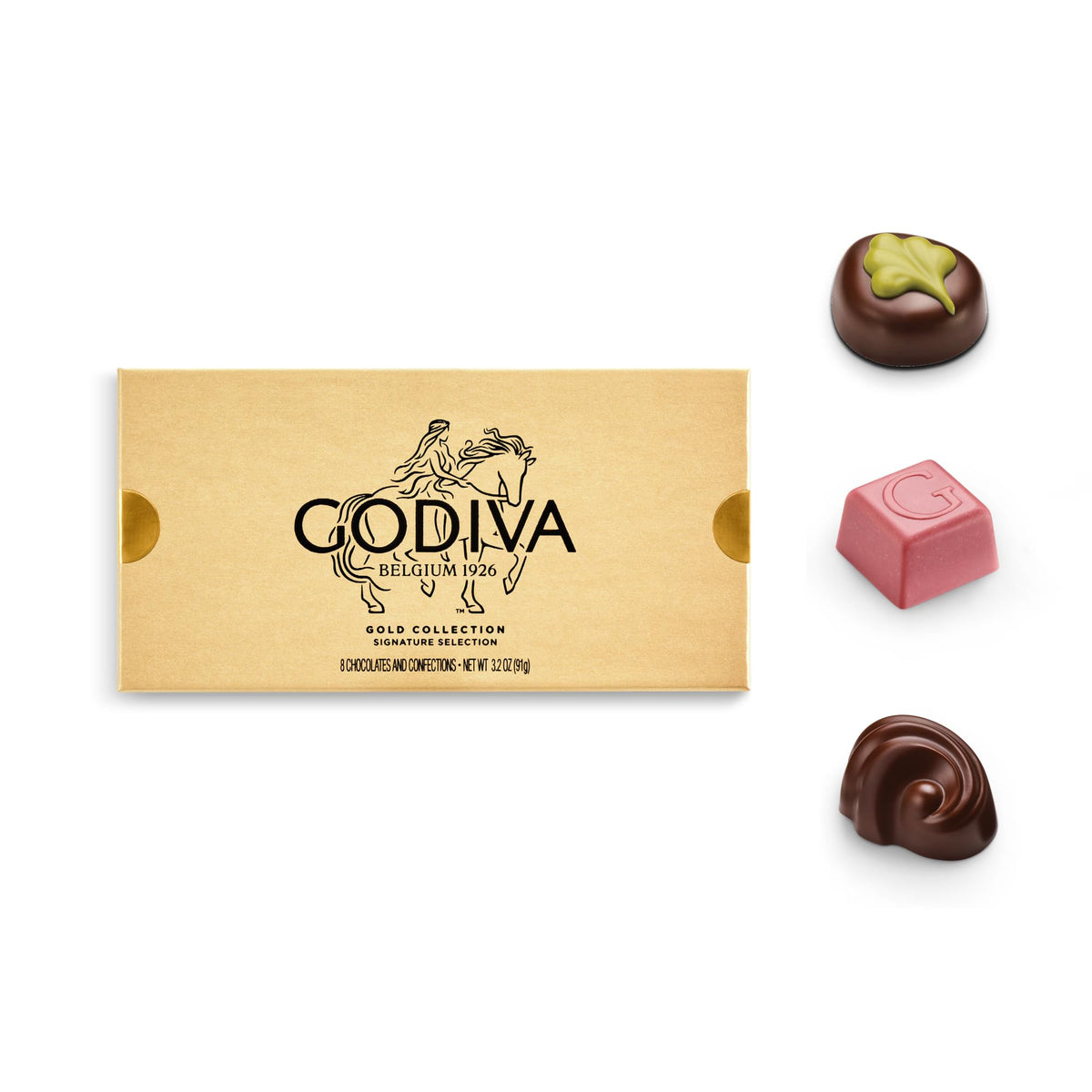 Godiva Gold Assorted Chocolate Gift Box – 8 Pc Belgian Dark & Milk Chocolates