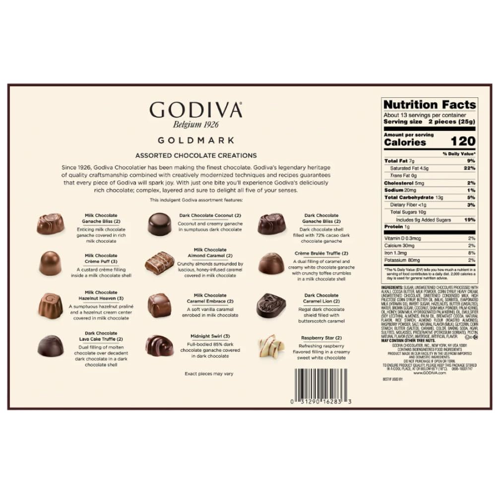 Godiva Premium Assorted Chocolates – 27-Count Gift Box