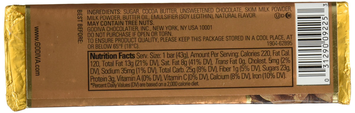 Godiva Chocolatier Solid Chocolate – 4 x 1.5 oz Bars (Packaging May Vary)