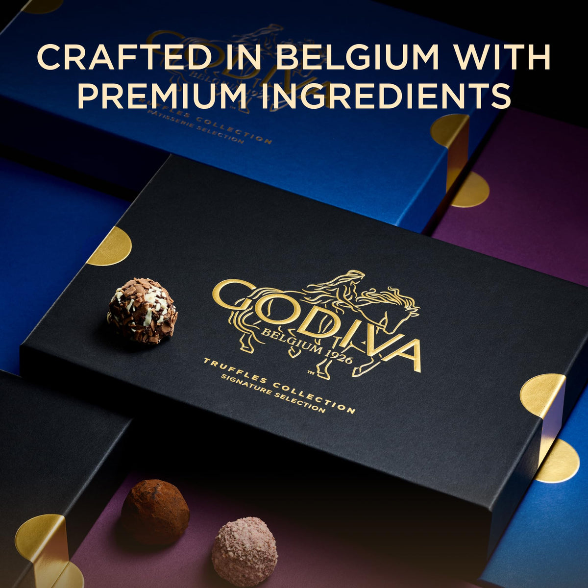 Godiva Signature Truffle Gift Box — Belgian Dark & Milk Chocolates with Ganache Center, 8-Piece Kosher Gift