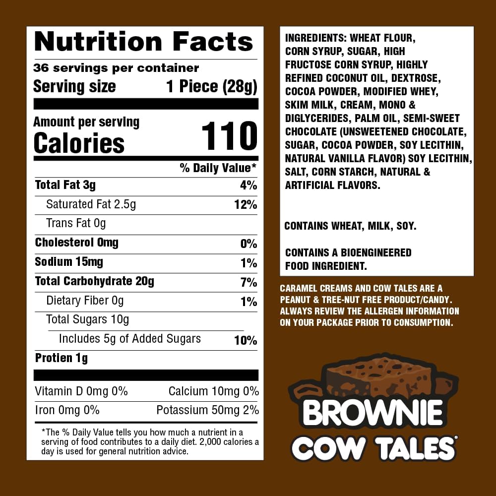 Goetze's Caramel Brownie Cow Tales – Fresh from the Factory, 2.25 lb Canister