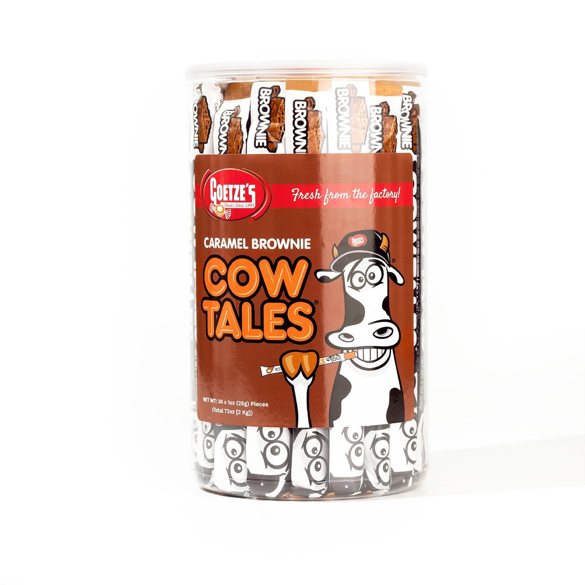 Goetze's Caramel Brownie Cow Tales – Fresh from the Factory, 2.25 lb Canister