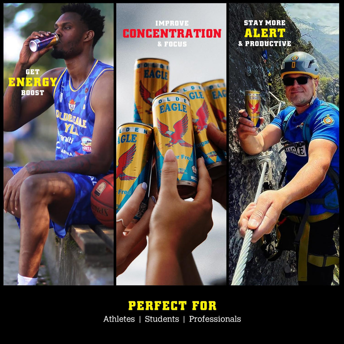 Golden Eagle Energy Drink – Real Sugar, Enhanced Energy & Focus (24-Pack, 8.4 fl oz Cans) – Made in Kosovo