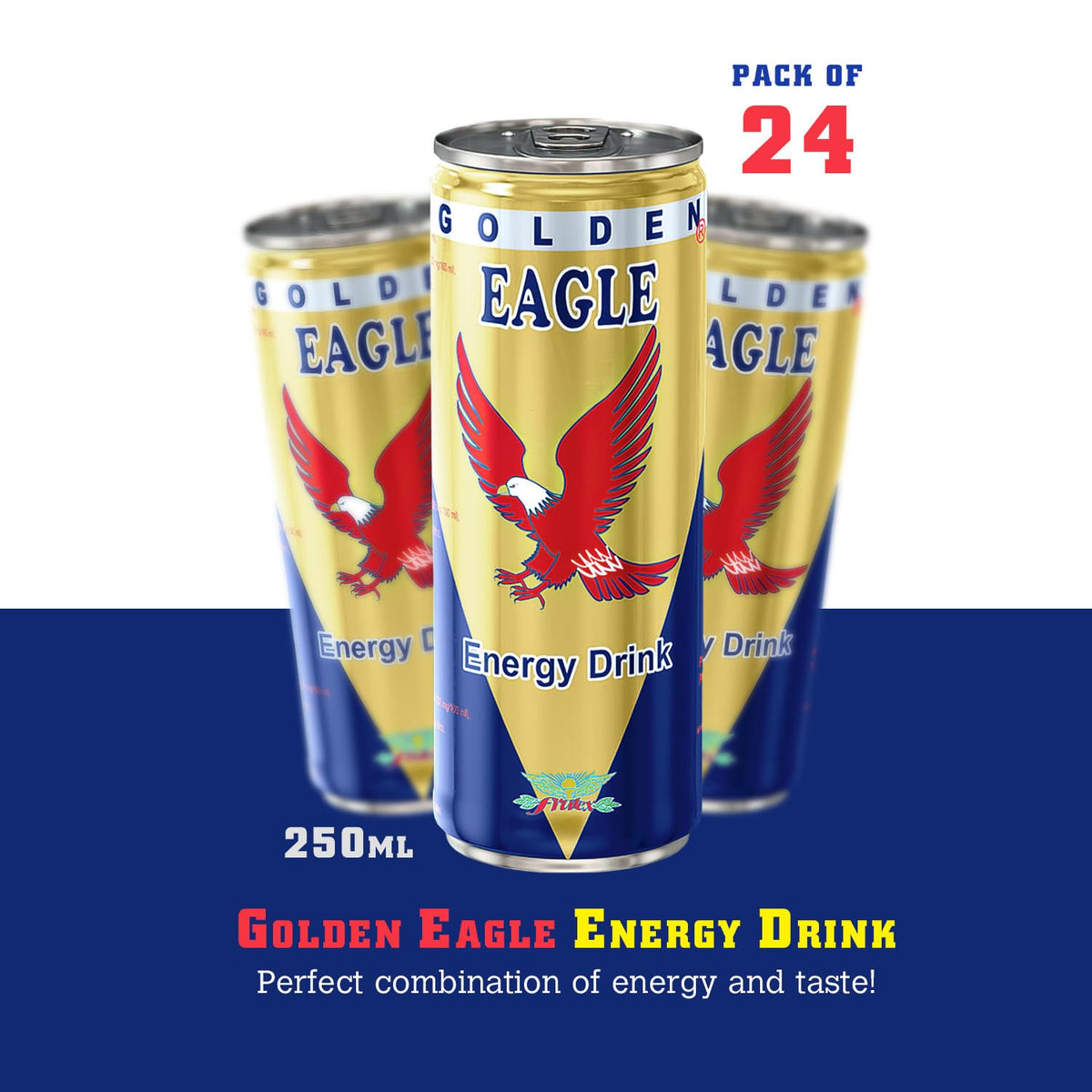 Golden Eagle Energy Drink – Real Sugar, Enhanced Energy & Focus (24-Pack, 8.4 fl oz Cans) – Made in Kosovo