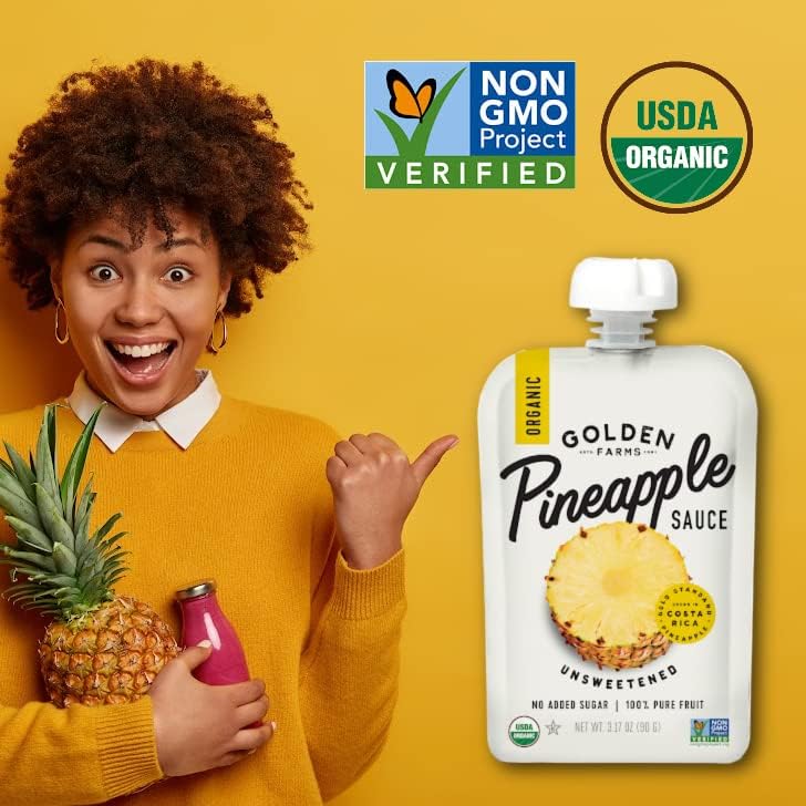 Golden Farms Pineapple Pouches – 100% Pure Pineapple, Organic & No Added Sugar