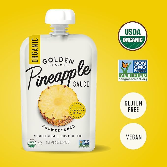Golden Farms Pineapple Pouches – 100% Pure Pineapple, Organic & No Added Sugar