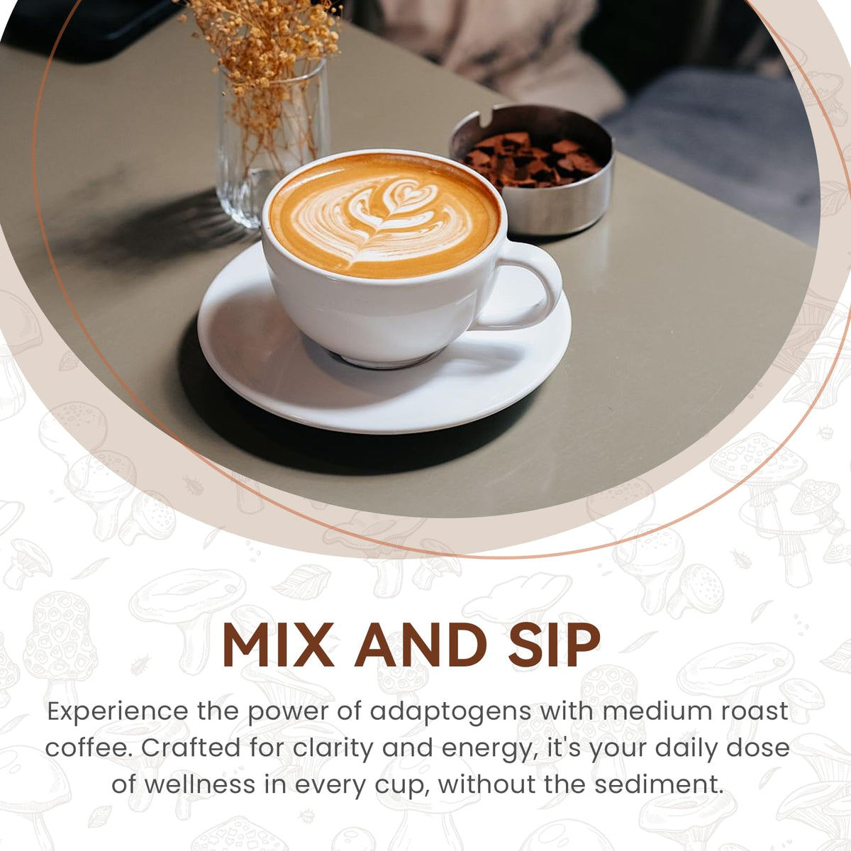 Golden Field Mushroom Coffee: 6 Adaptogenic Mushrooms, USDA Organic, 30 Servings