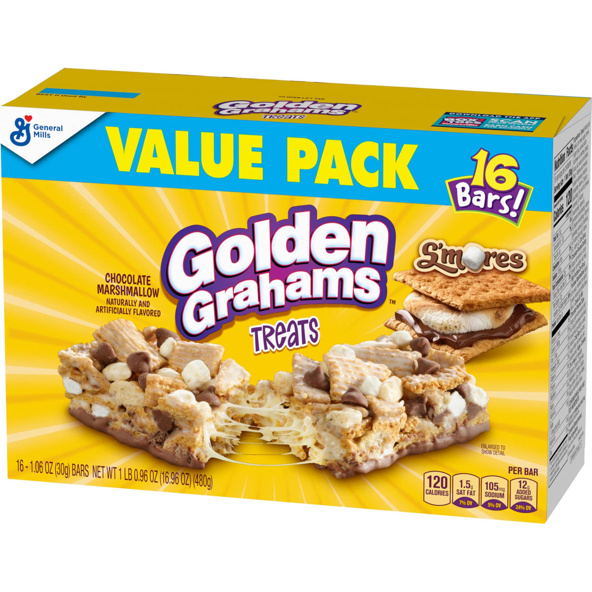 Golden Grahams S'mores Cereal Treat Bars – 16.96 oz Value Pack (Pack of 4)