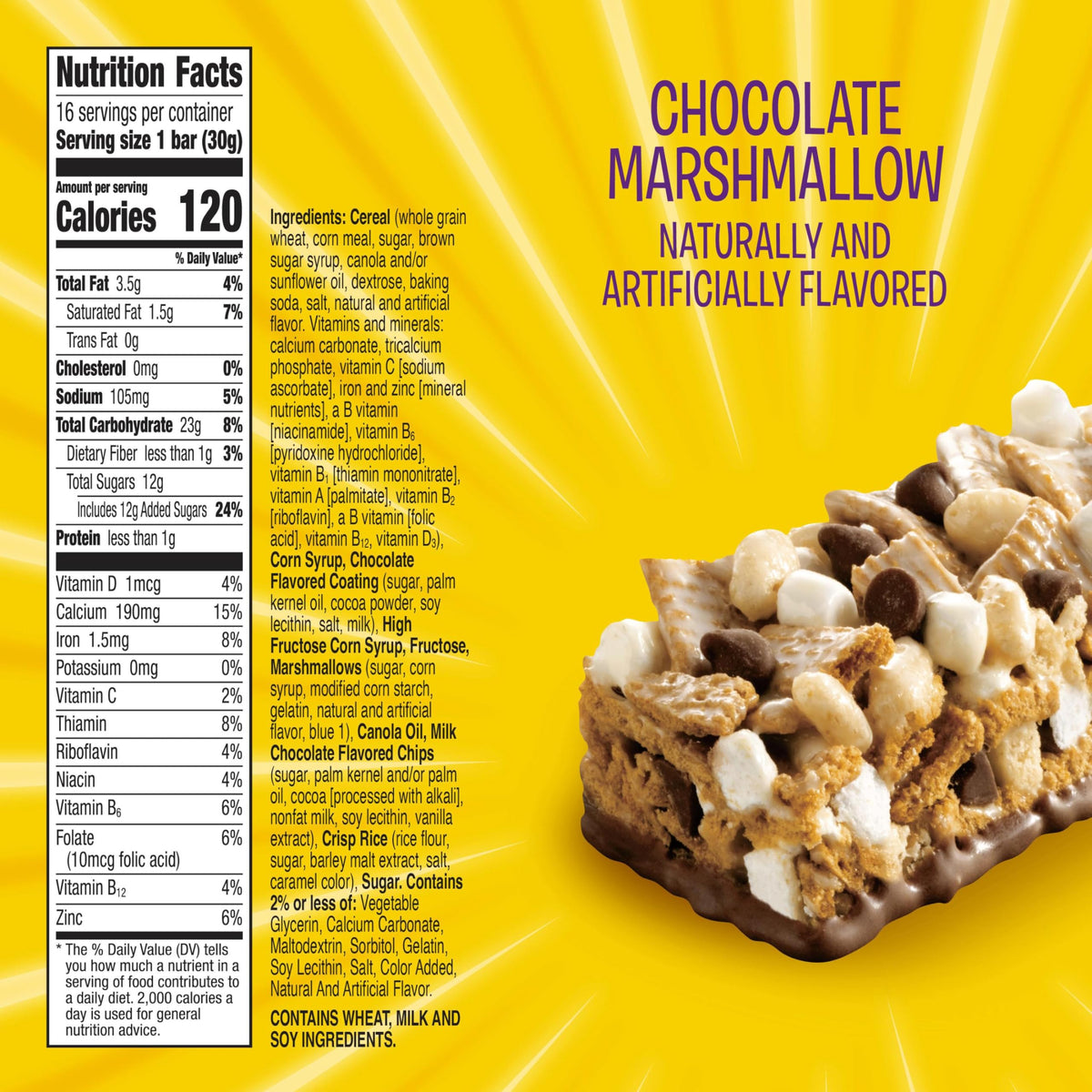 Golden Grahams S'mores Cereal Treat Bars – 16.96 oz Value Pack (Pack of 4)