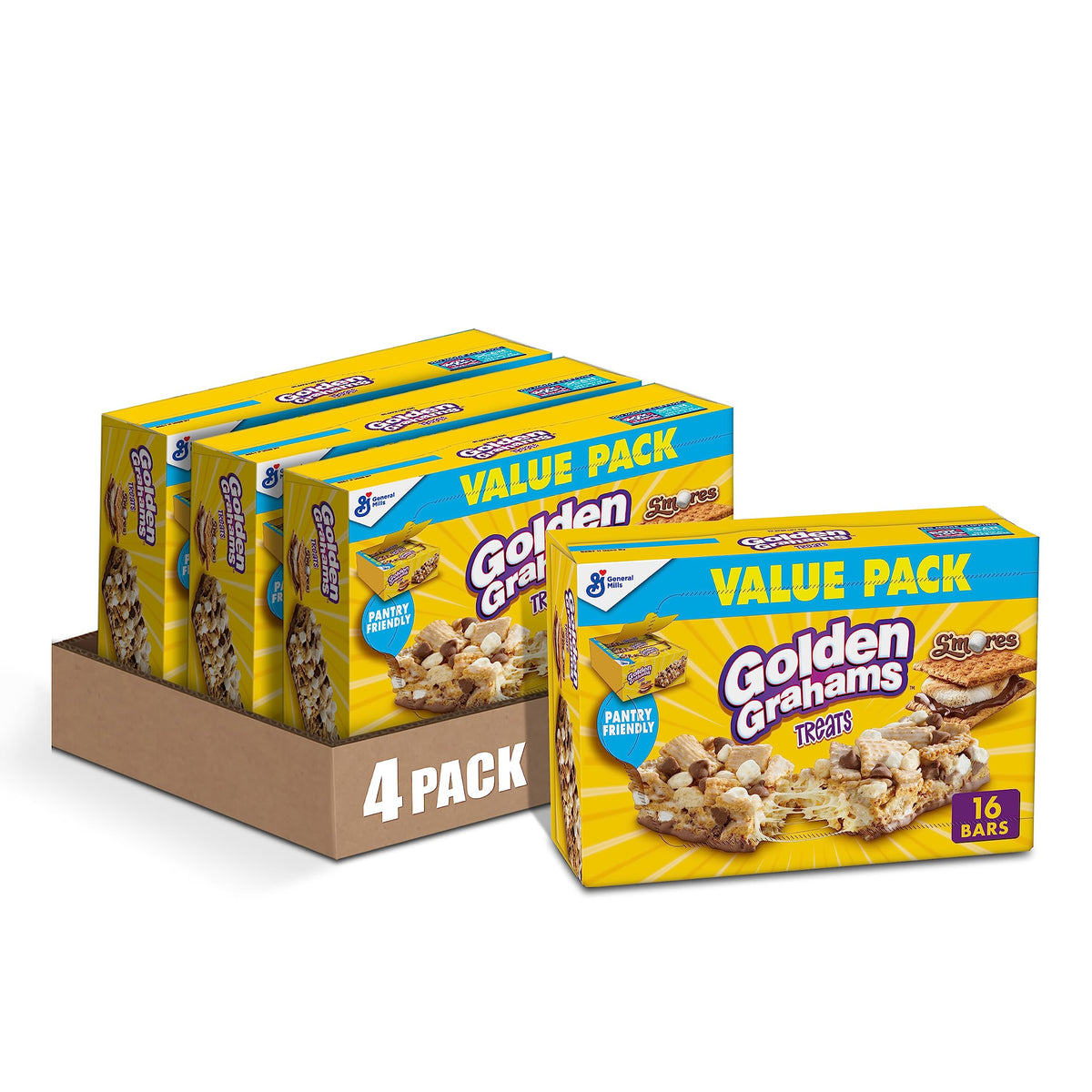 Golden Grahams S'mores Cereal Treat Bars – 16.96 oz Value Pack (Pack of 4)