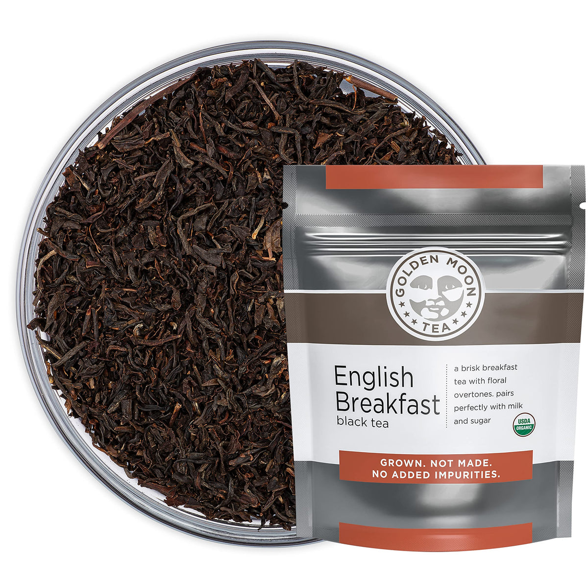 Golden Moon Tea Organic English Breakfast Black Tea – 4-Blend Loose Leaf, Non-GMO, 1 lb (192 Servings)