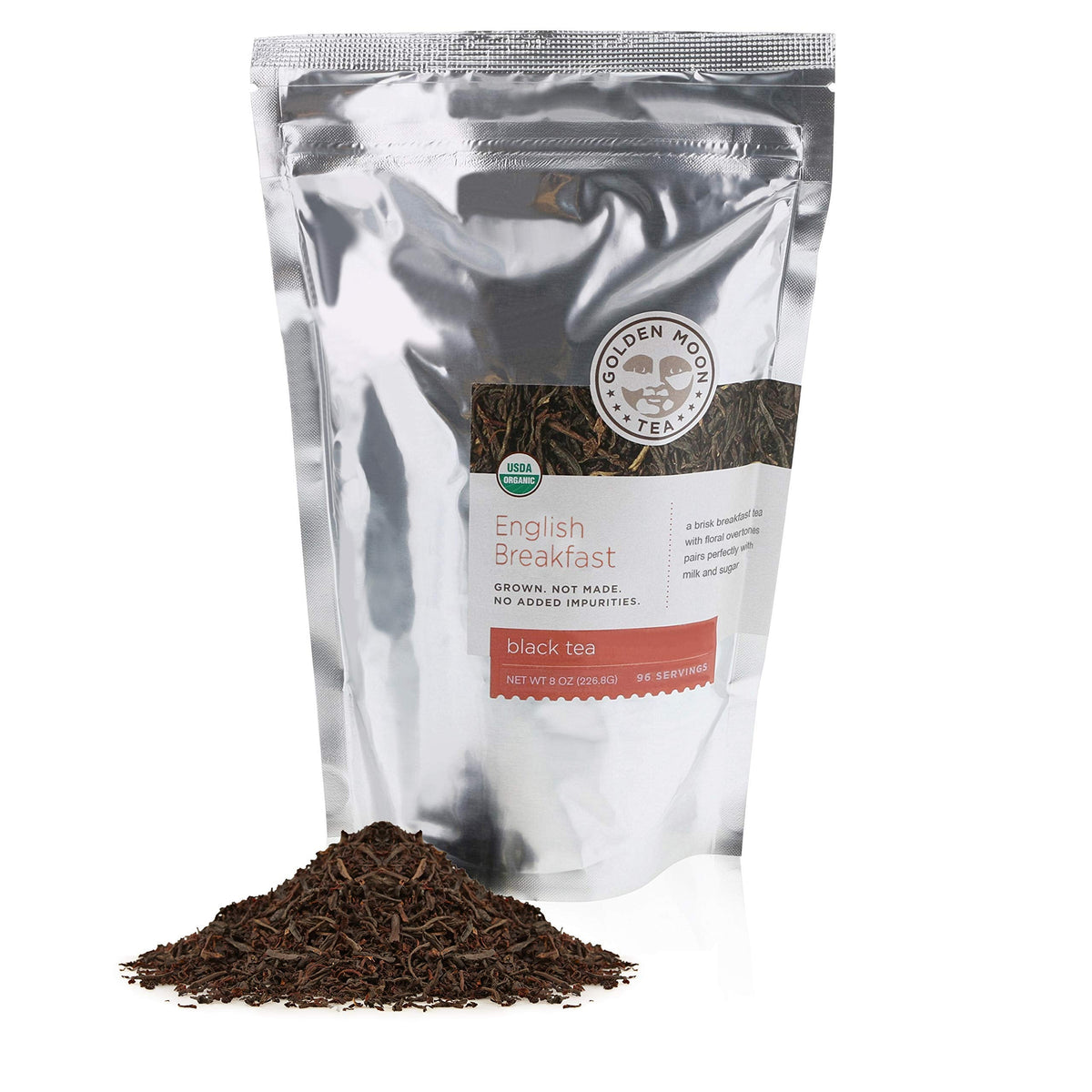 Golden Moon Tea Organic English Breakfast Black Tea – 4-Blend Loose Leaf, Non-GMO, 1 lb (192 Servings)