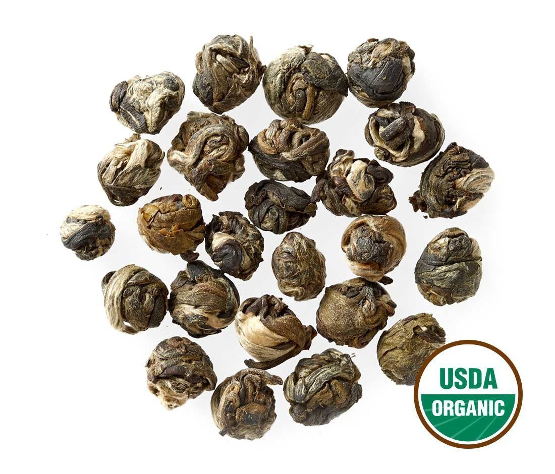 Golden Moon Tea Organic Jasmine Pearls Green Tea – Premium Jasmine Dragon Pearls, Non-GMO, Travel Tin