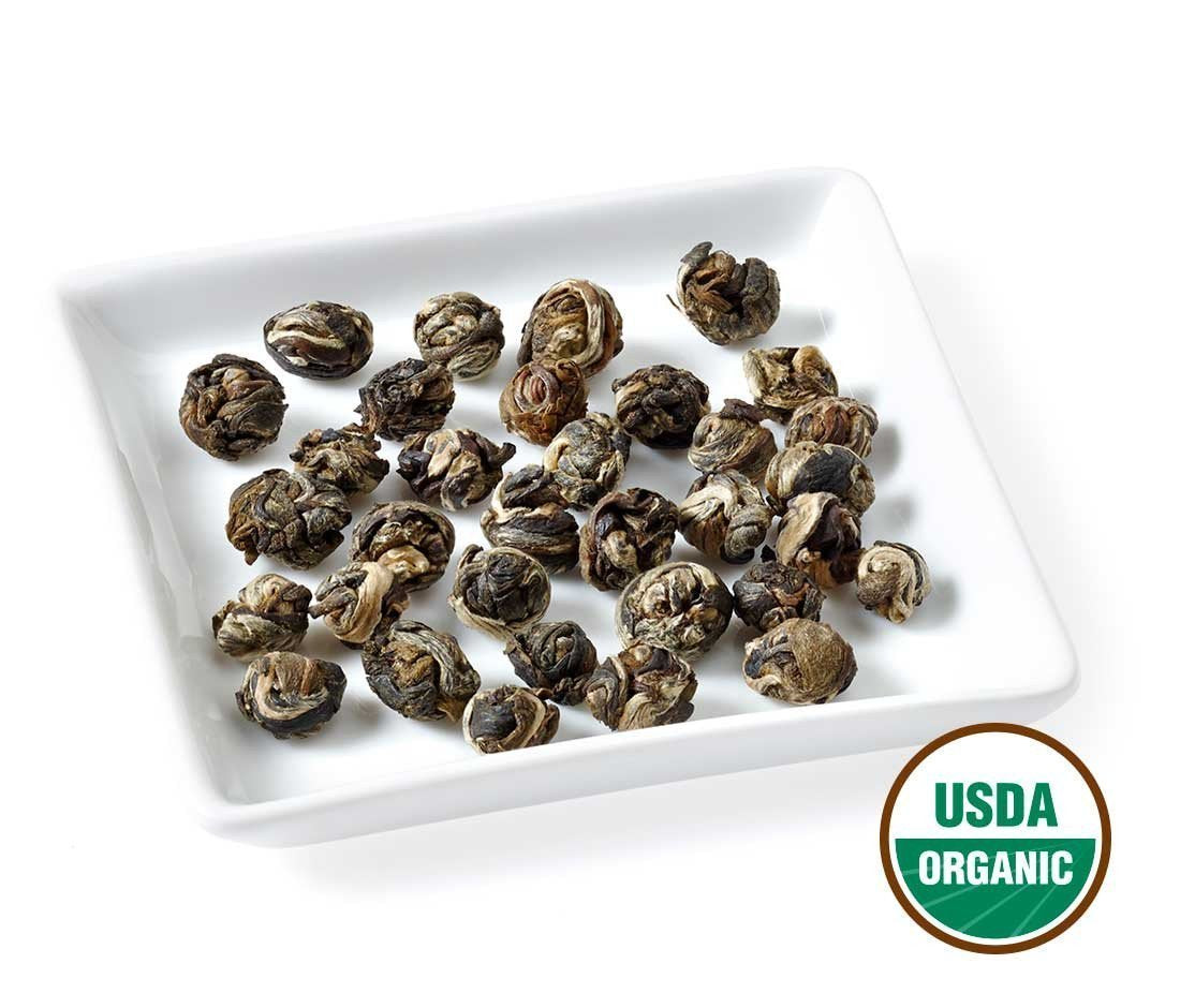 Golden Moon Tea Organic Jasmine Pearls Green Tea – Premium Jasmine Dragon Pearls, Non-GMO, Travel Tin