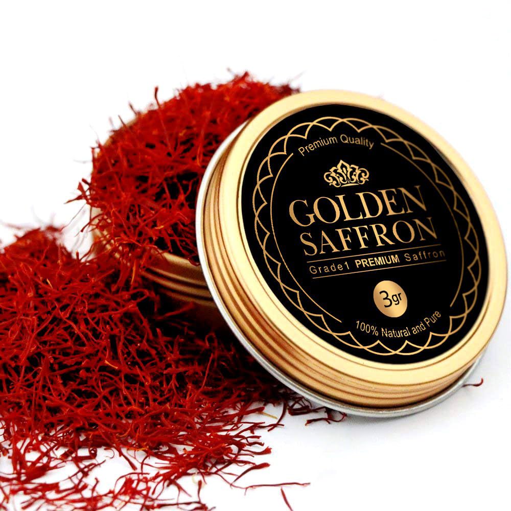 Golden Saffron Finest Pure All-Red Saffron Threads – Grade A+ Super Negin, Non-GMO