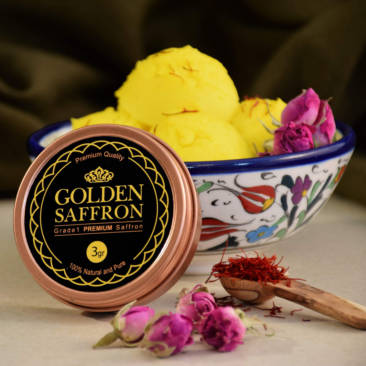 Golden Saffron Finest Pure All-Red Saffron Threads – Grade A+ Super Negin, Non-GMO