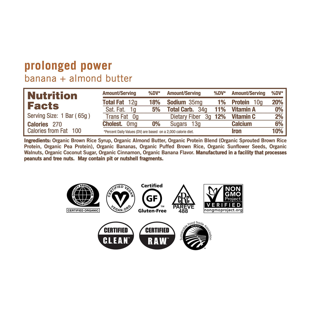 GoMacro MacroBar Organic Banana & Almond Butter - Vegan Protein Bar, 1.9 oz, Pack of 12