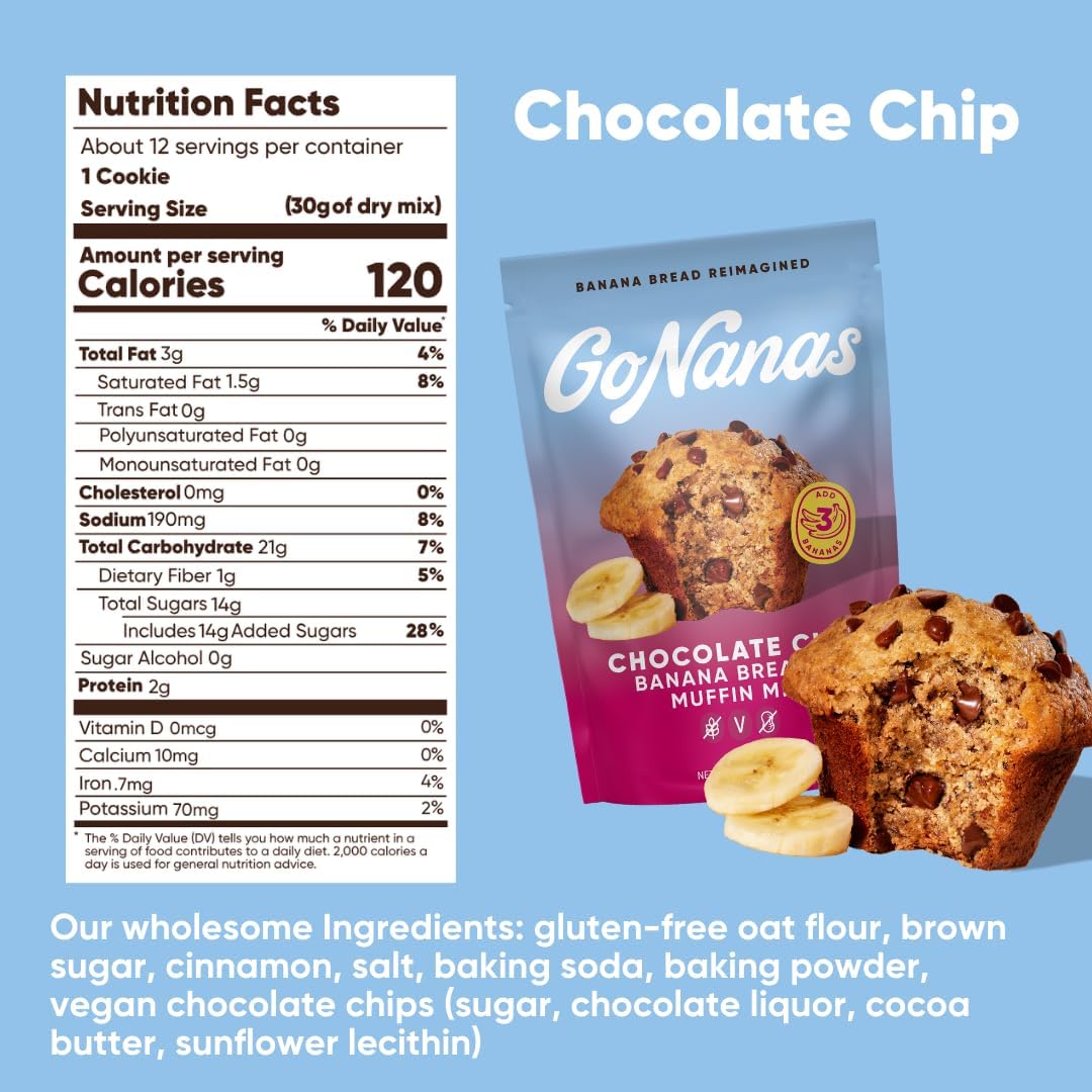 GoNanas Banana Bread Mix Variety Pack – Original, Chocolate Chip & Salted Caramel (3 Pack) | Vegan, Gluten Free