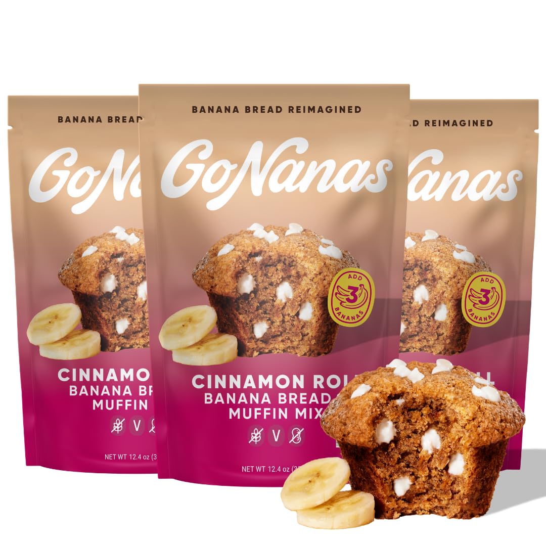 GoNanas Cinnamon Roll Banana Bread Mix - Vegan, Gluten Free, Dairy Free, Nut Free (3 Pack)