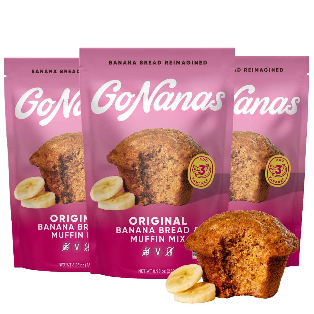 GoNanas Original Oat Flour Banana Bread Mix – Gluten Free, Vegan, Dairy Free, 3-Pack