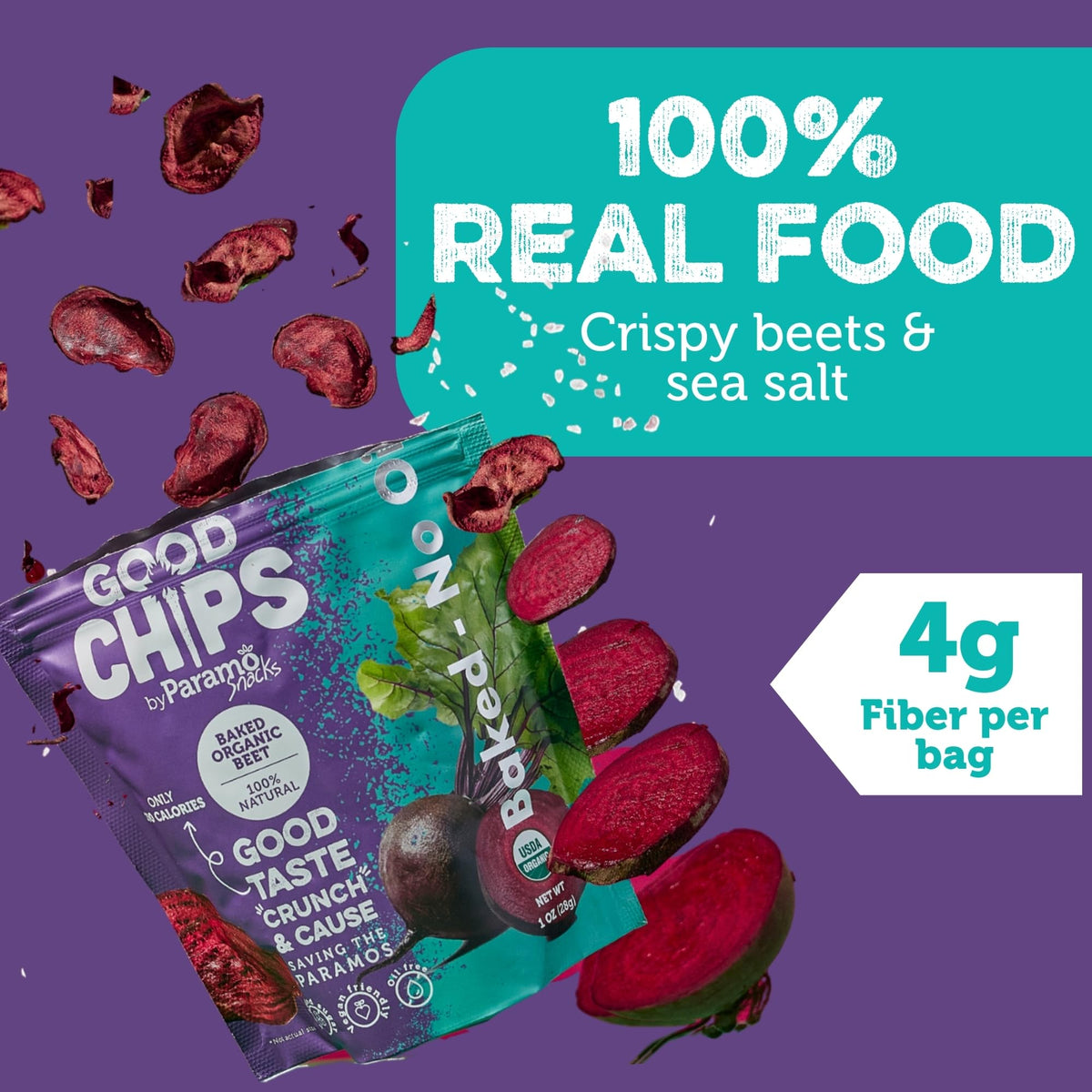 Good Chips by Paramo Snacks – Baked Organic Beet Chips, 8-Pack, Oil-Free