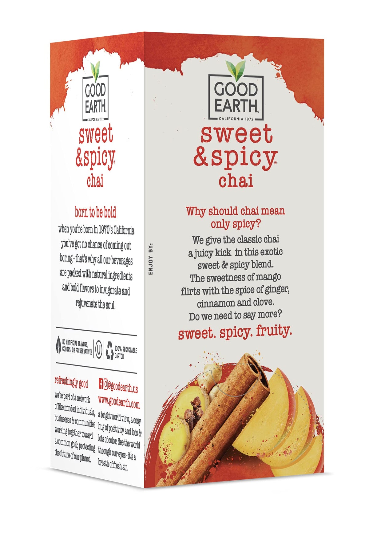 Good Earth Tea Co. Sweet & Spicy Chai Black Tea — 18 Tea Bags (Pack of 6)