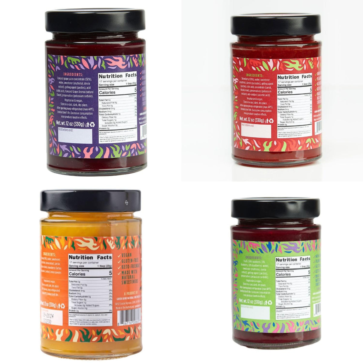 Good Good Healthy Jam Variety Pack – No Added Sugar, Keto & Low-Carb