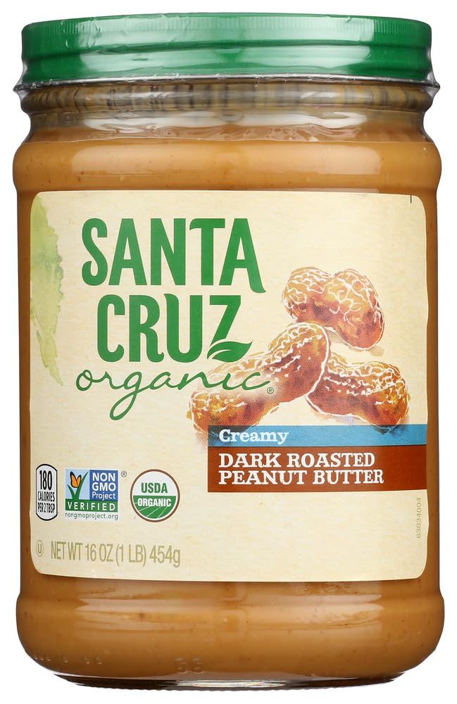 Santa Cruz Organic Creamy Dark Roasted Peanut Butter – 3 Pack (16 oz jars) + GTF Sticker & Chocolate Starlight Mint | Good Times Fulfillment