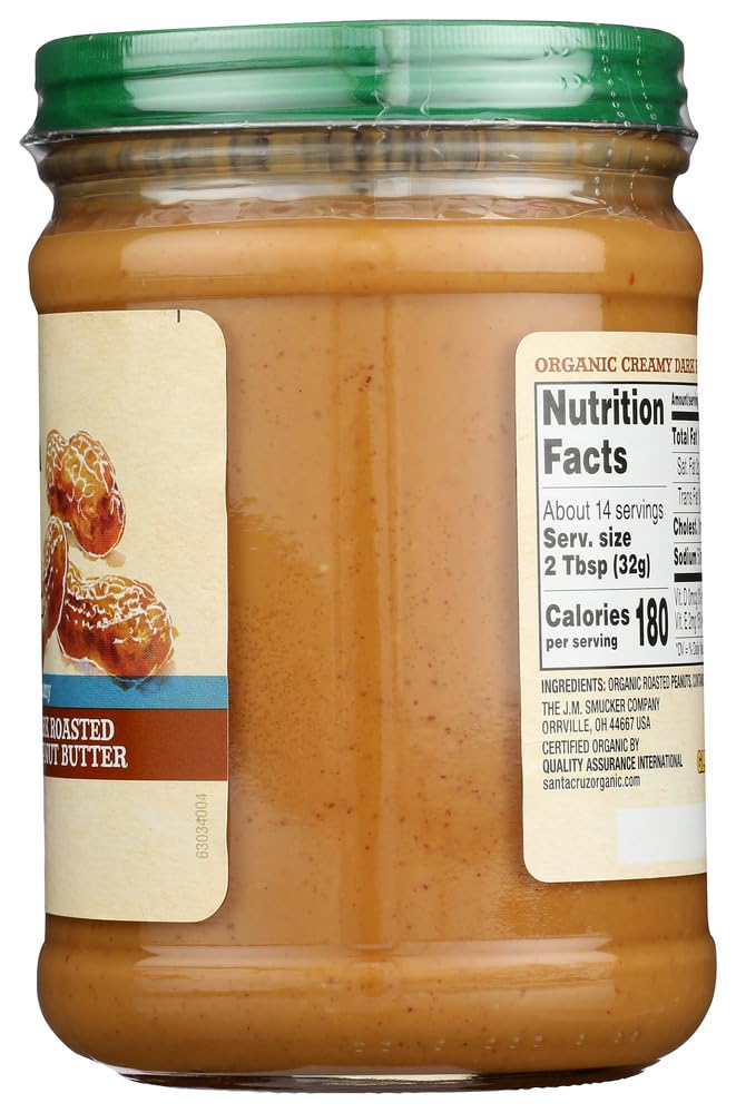 Santa Cruz Organic Creamy Dark Roasted Peanut Butter – 3 Pack (16 oz jars) + GTF Sticker & Chocolate Starlight Mint | Good Times Fulfillment