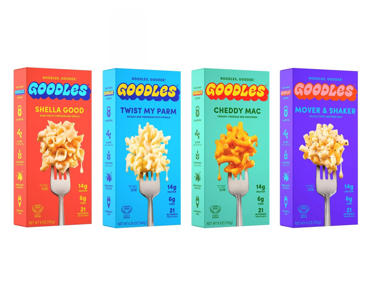 Goodles Mac & Cheese Assortment 4 Pack — 14g Protein, 6g Fiber, Clean Label Certified